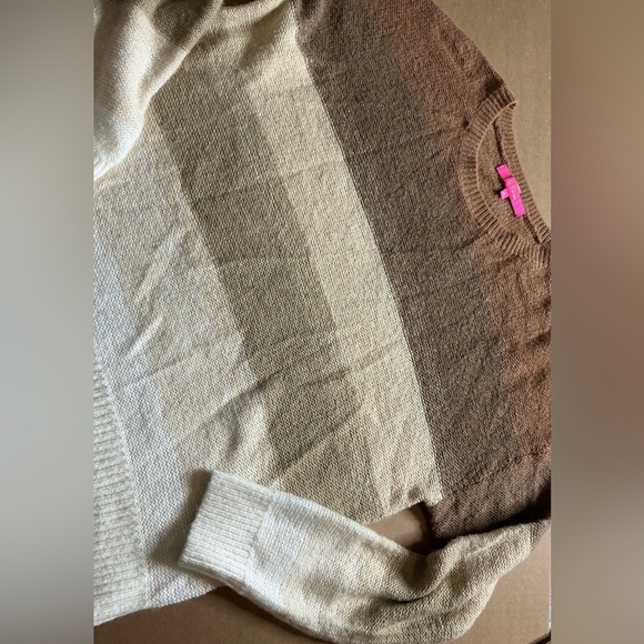 Lilly Pulitzer Elannie Wool Blend Toffee Marled Ombre Stripe Sweater XL - Picture 5 of 12